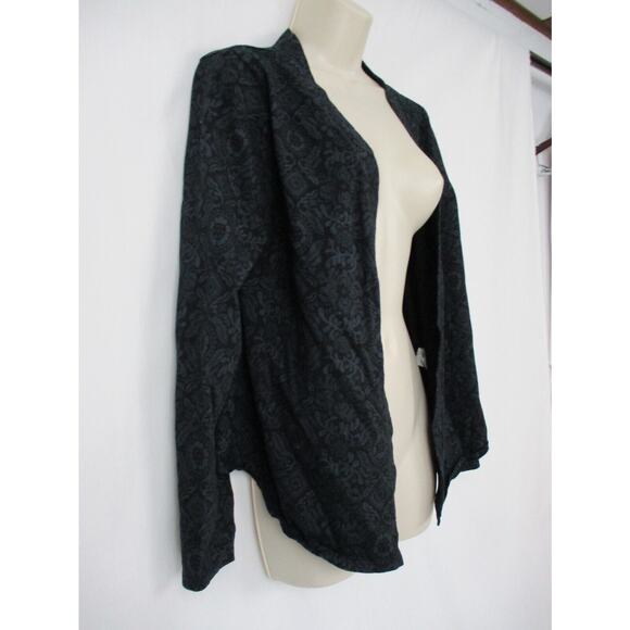 Fresh Produce Top Small Womens Cardigan Open Front Floral Blue Black Casual - Picture 3 of 13